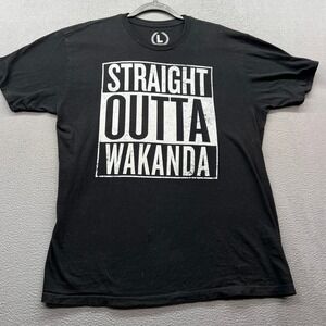 TeePublic Straight Outta Wakanda Graphic T Shirt Black Mens Size L Cotton